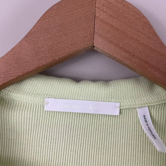 Helmut Lang Ribbed Cotton Polo Henley Shirt in Green Size XS - Picture 3 of 5